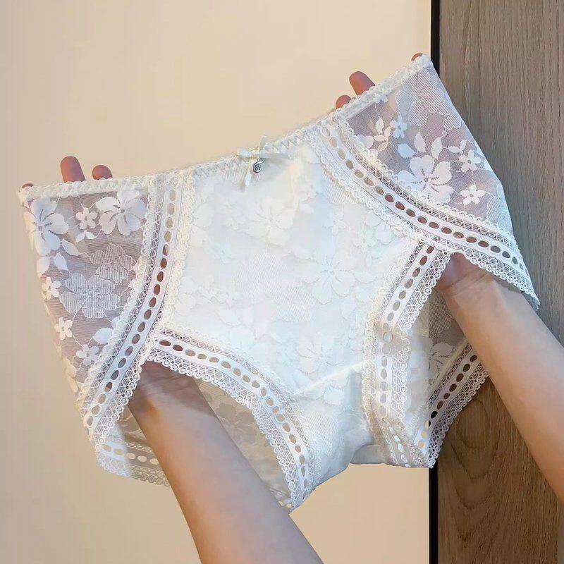 维多利亚新款性感内裤女蕾丝中腰镂空提臀舒适三角裤大码纯棉裆女