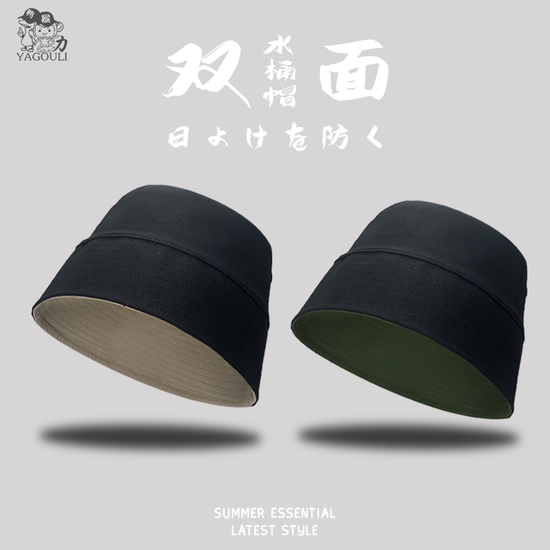 春夏渔夫帽潮遮阳帽遮脸帽嘻哈潮牌日系嘻哈盆帽大头围水桶帽双面