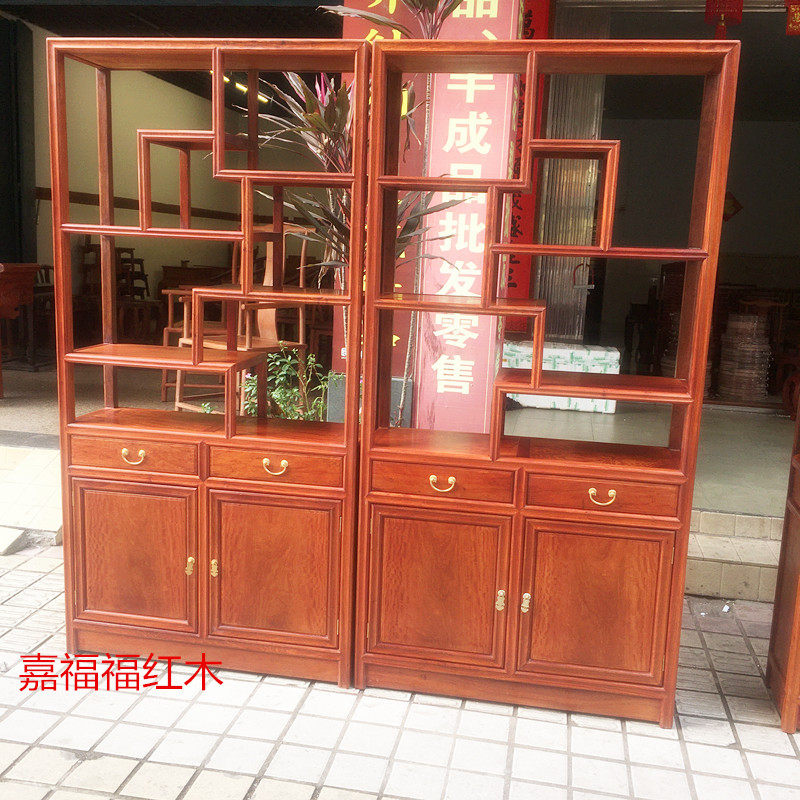 红木家具缅甸花梨博古架大果紫檀多宝阁仿古中式实木隔断榫卯古董