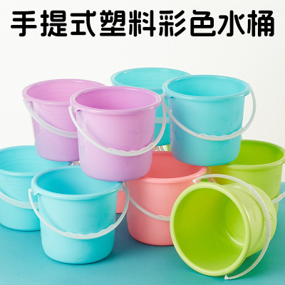 无盖小号桶美术画画洗笔桶彩色塑料水桶沙滩玩具桶钓鱼收纳提水桶