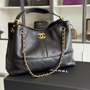 香奈兒Chanel 25a手工坊黑金手提鏈條單肩包小號(hào)手拎包女包