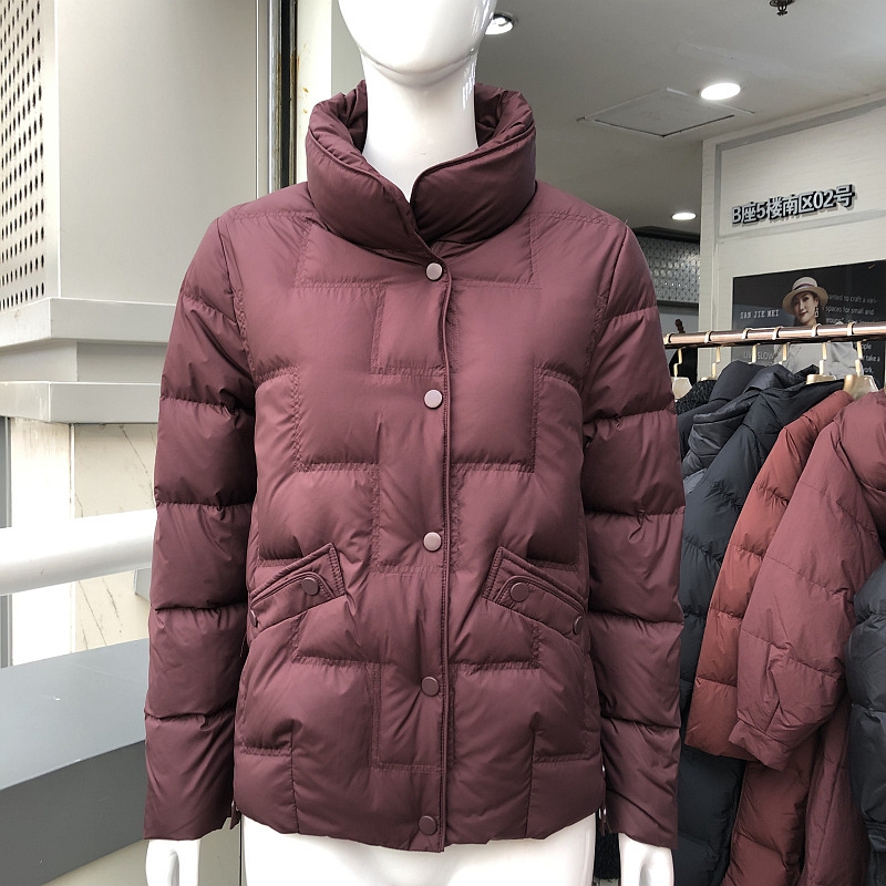 万宝丽76  时尚短款白鸭绒羽绒服女2025冬季新款妈妈立领羽绒外套