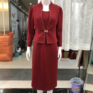 气质妈妈假两件连衣裙 新款 玖牧A08 喜婆婆婚宴礼服女显瘦2026春季