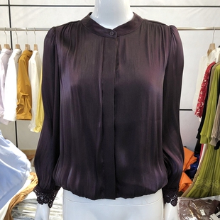 时尚 镂空小衫 女2026春季 正品 洋气缎面衬衫 826 新款 休闲衬衣 26A