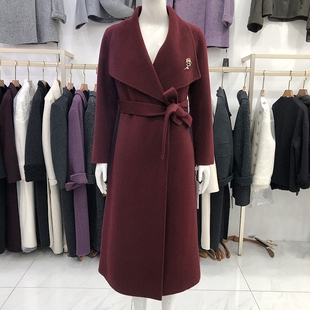 100%羊毛双面呢大衣女2025冬季新款韩版中长外套 A890130
