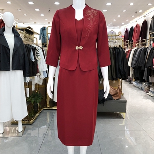 新款 喜婆婆两件套裙婚宴晚礼服2026春季 新娘妈妈连衣裙 玖牧A02