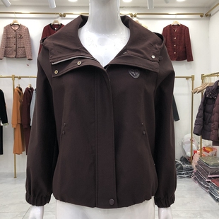 芳华26A020  时尚短款连帽风衣外套女式2026春季新款休闲夹克上衣