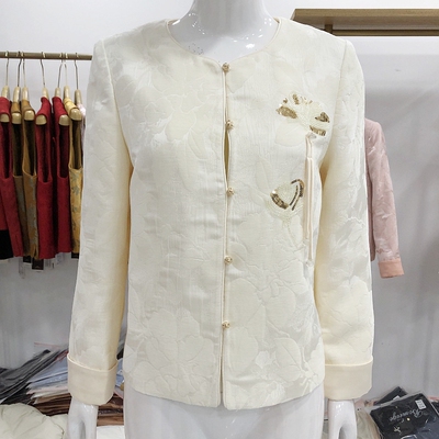 红衣俏812808 国风外套女式2026春季新款圆领新中式夹克休闲上衣