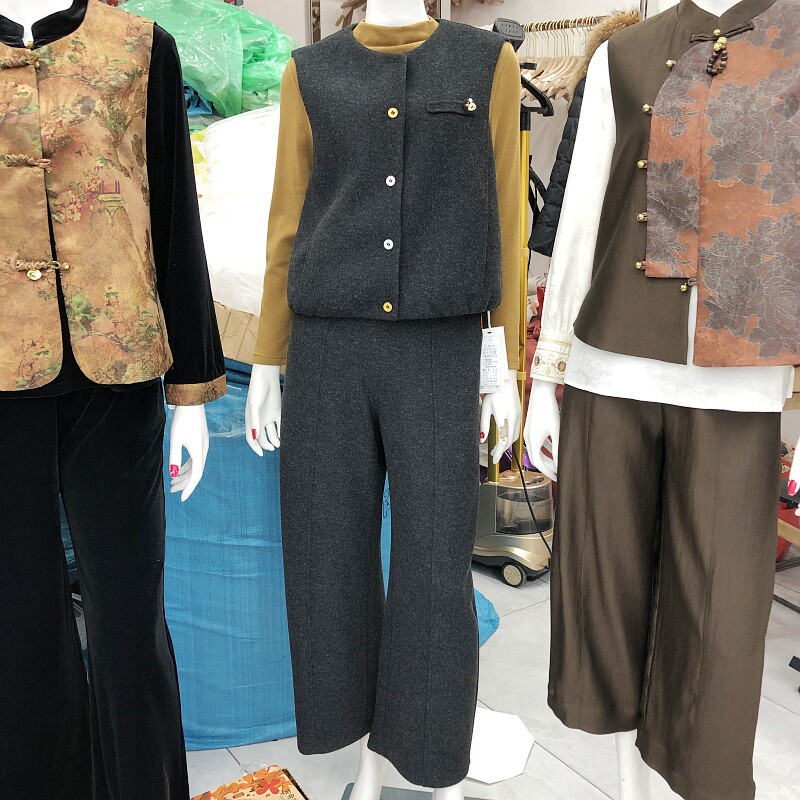 米提苏03 国风马甲打底套裤女2026春新款韩版气质新中式三件套装