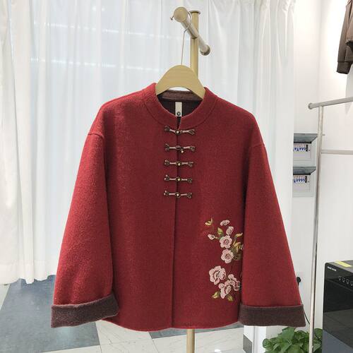 格林菲尔77032  短款双面呢羊毛外套女冬季新款洋气妈妈毛呢上衣