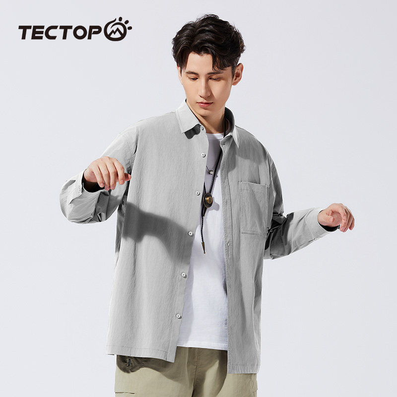 休闲商务宽松工装衬衫港风翻领衬衣轻薄耐磨外套透气简约弹力长袖