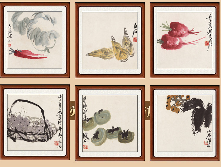 装饰画国画真迹现代简约客厅新中式挂画仿齐白石花鸟画蔬果赠装裱