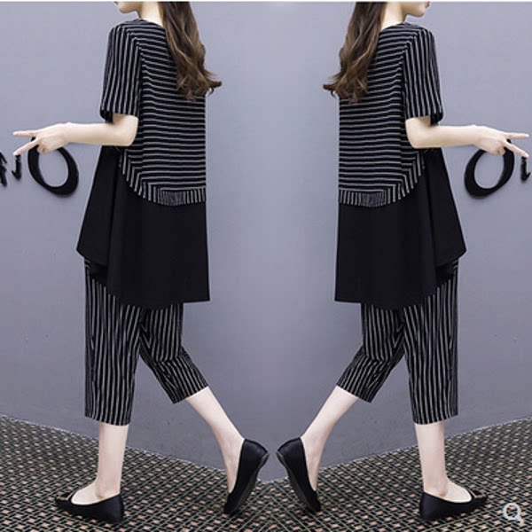 胖子特大码加肥女装胖人夏季肥版衣服胖妞七分裤洋气显瘦两件套装在类目 女装/女士精品, 大码女装中 - 来自Buy2taobao.com提供专业的淘宝代购服务