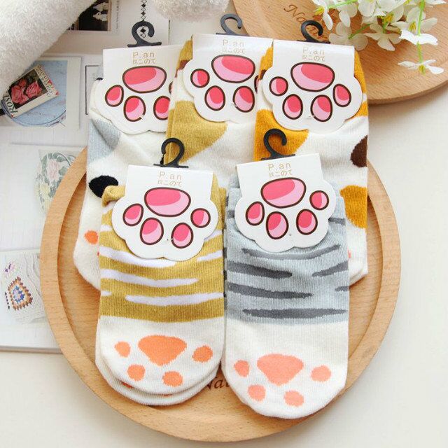 可爱猫咪绮良良COS猫爪肉球棉袜子喵星人女脚印短袜低帮浅口船袜