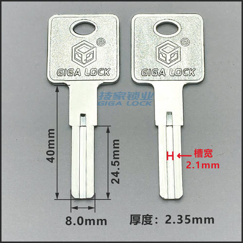 GIGALOCK钥匙胚8mm宽叶片钥匙胚