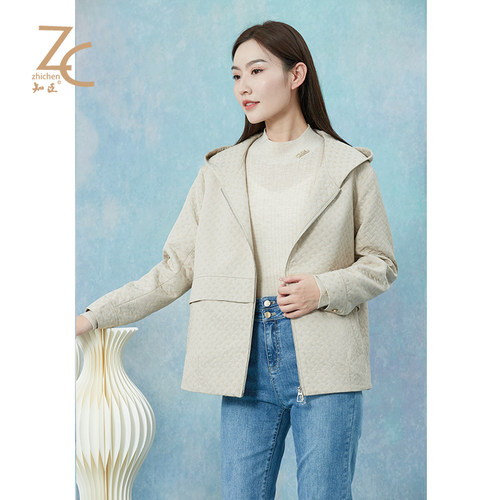 通勤休闲连帽提花外套