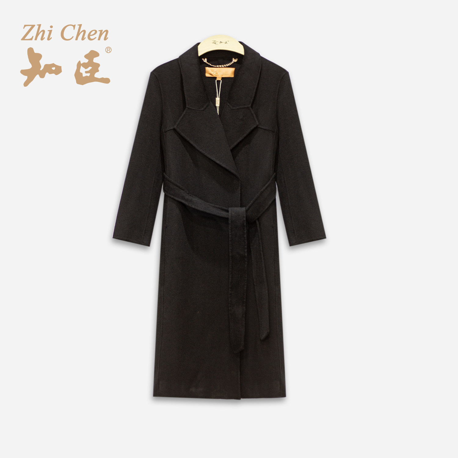 知臣冬季 优雅造型领双面呢长大衣女 88234886