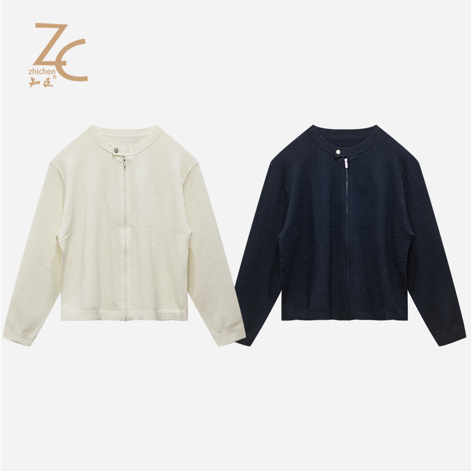 知臣春季新品 多色设计感圆领羊毛针织拉链开衫女 T25654066,女装/女士精品,毛针织衫,淘宝优惠券,粉丝福利购,淘宝优惠卷