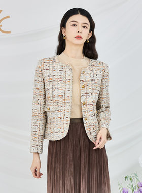 吸睛都市成熟亮丝彩条外套女