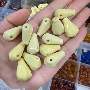 高瓷菱镁矿菜籽黄鲨鱼背一体三通配件手串星月菩提文玩配饰配珠