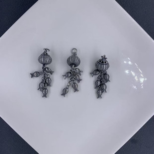 精工三七老银鱼篓流苏配件隔珠手工diy文玩串珠手链饰品配饰