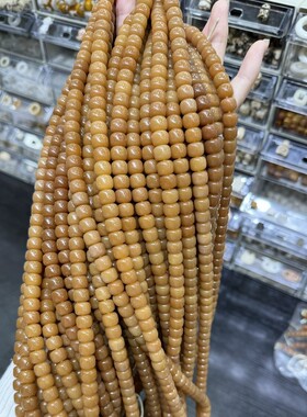 天然风化菩提根桶珠108颗佛珠手串老风化黄菩提苹果珠手链素珠串