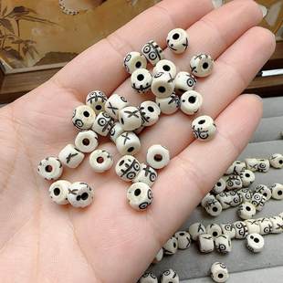 尸陀林主骷髅头手工雕刻牦牛骨diy藏式配珠散珠手串配件