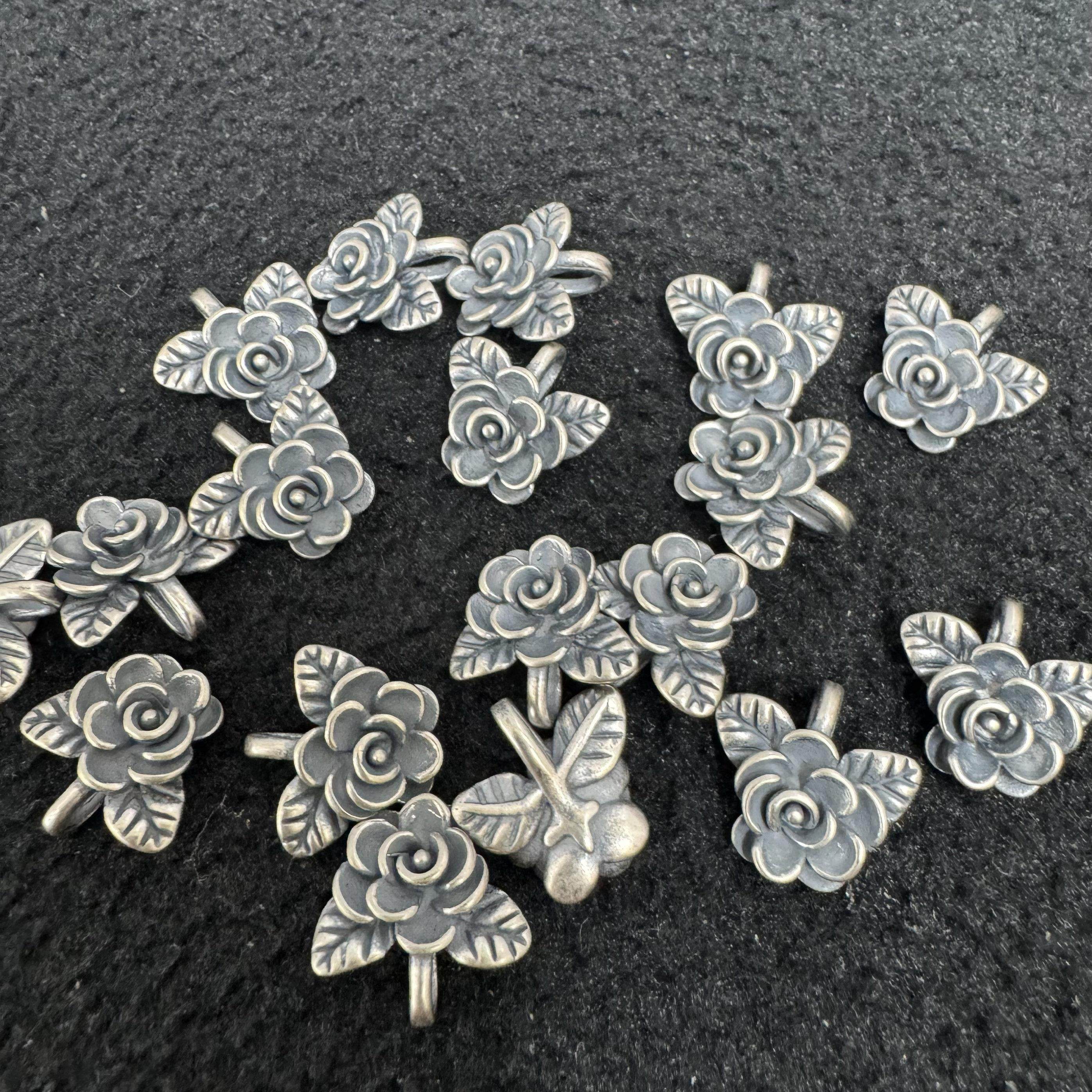 f1精工三七老银玫瑰花扣头吊坠配件手工diy文玩时尚配饰佛珠串珠,饰品/流行首饰/时尚饰品新,扣,淘宝优惠券,粉丝福利购,淘宝优惠卷