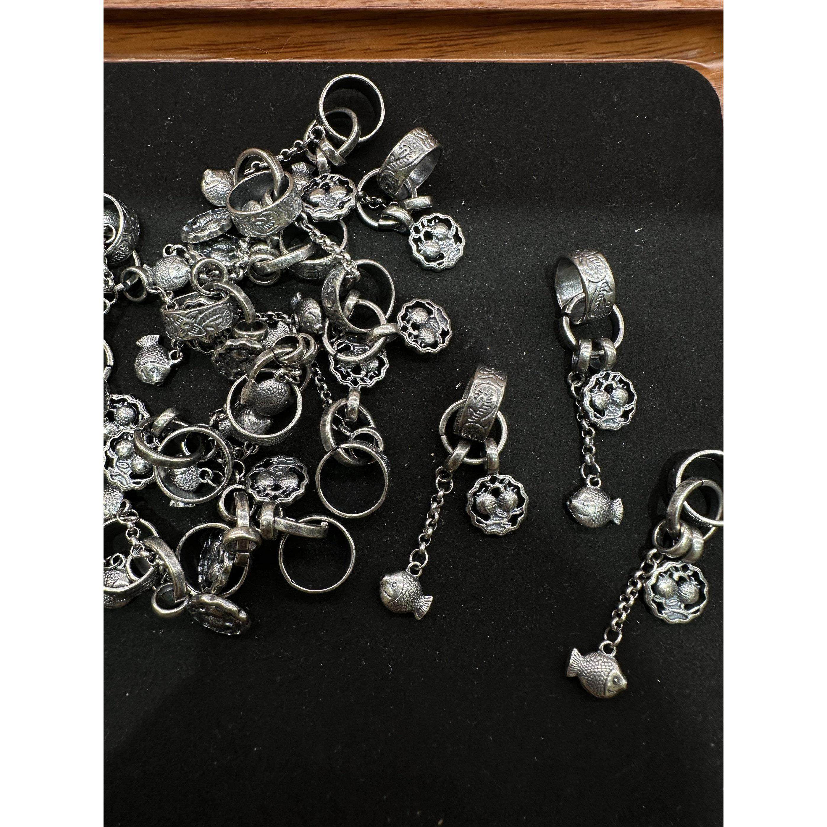 diy精工三七老银做旧款小鱼吊坠隔珠配饰手工编织手串手链,饰品/流行首饰/时尚饰品新,手饰/手串,淘宝优惠券,粉丝福利购,淘宝优惠卷