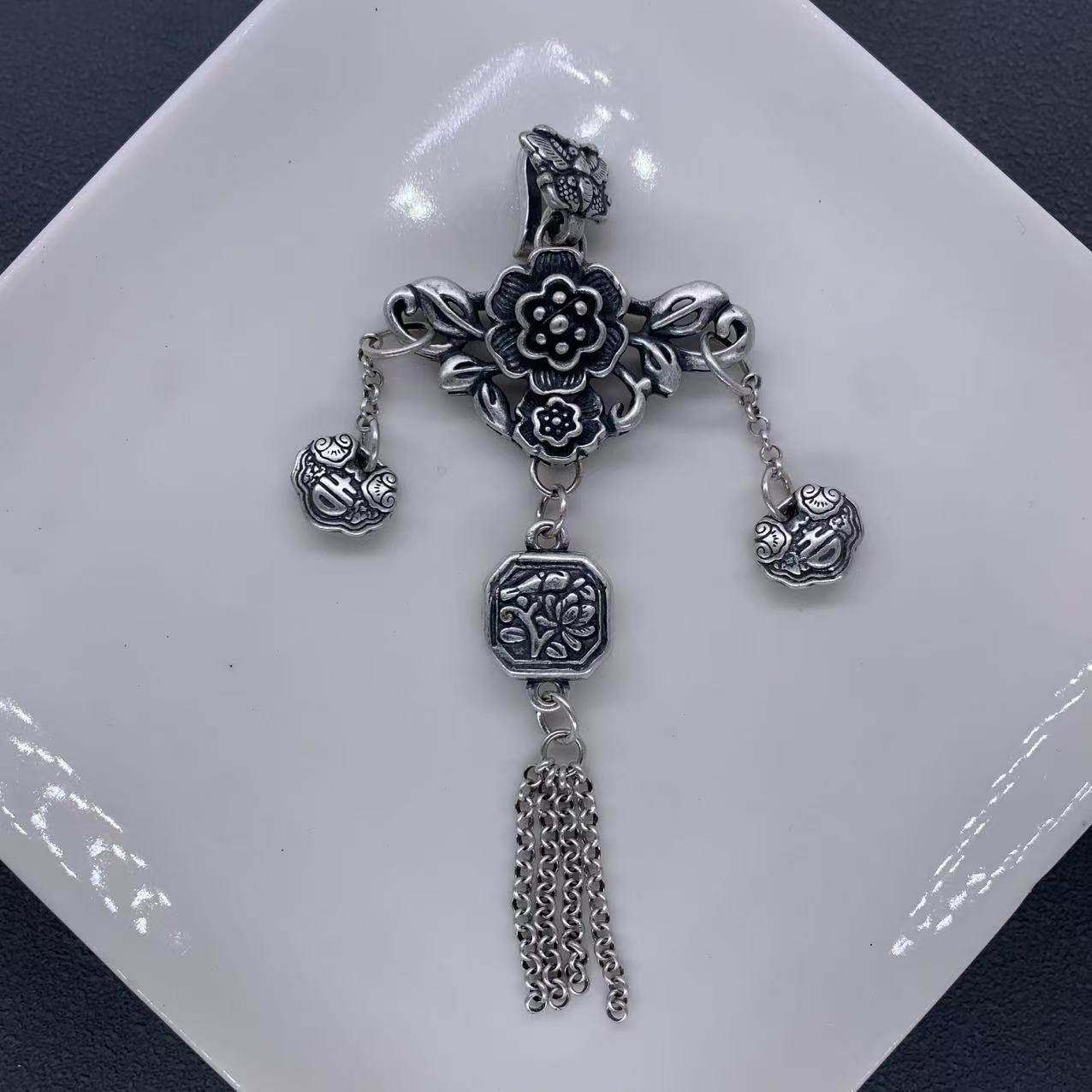 精工三七银玫瑰花流苏吊坠挂件手工DIY文玩时尚配饰佛珠串珠手链,饰品/流行首饰/时尚饰品新,银饰吊坠,淘宝优惠券,粉丝福利购,淘宝优惠卷