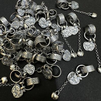 DIY精工三七老银做旧苹果流苏配件手工diy手链手串挂件饰品新款