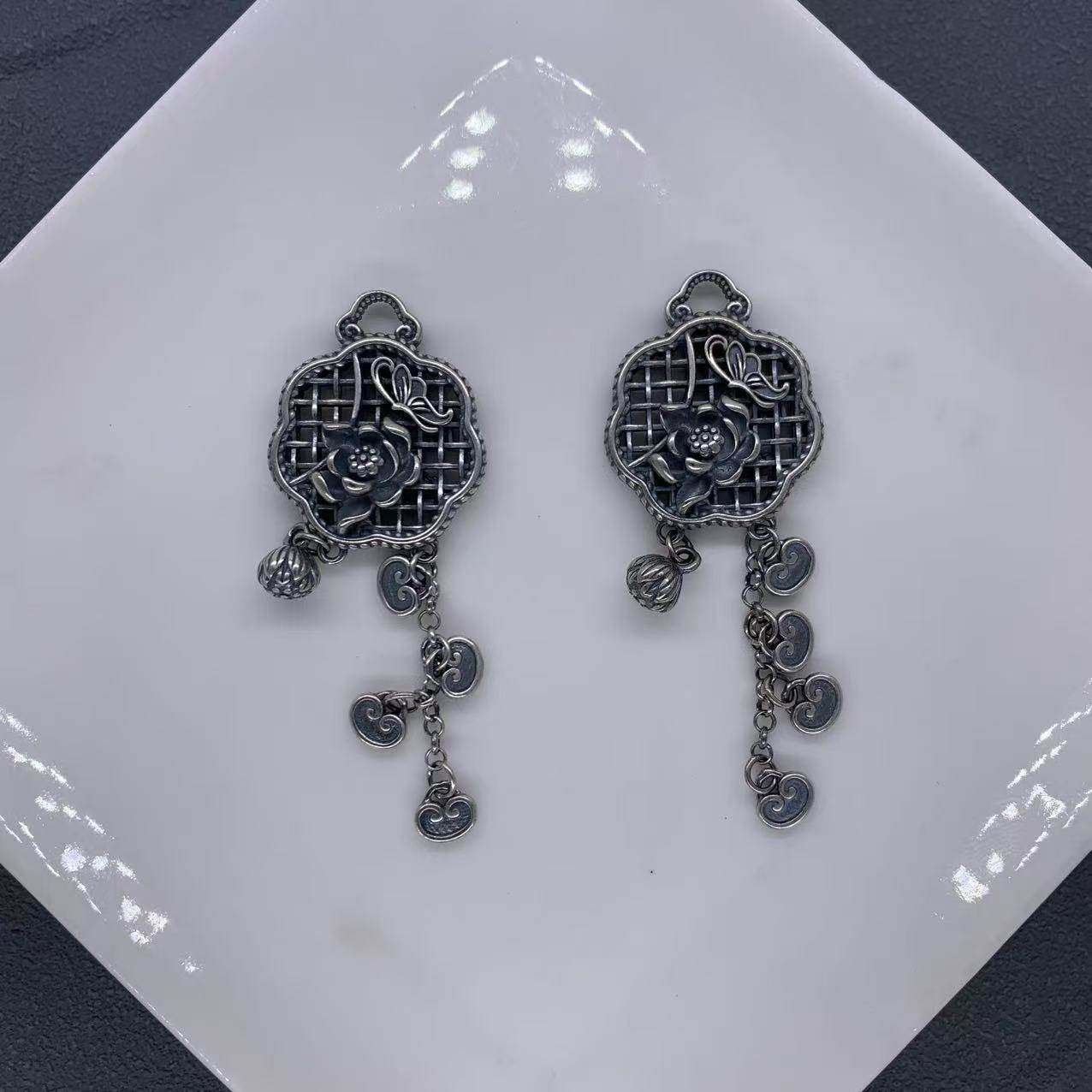 精工三七银镂空荷花圆牌流苏挂件吊坠 手工编绳DIY手链项链配饰,饰品/流行首饰/时尚饰品新,银饰吊坠,淘宝优惠券,粉丝福利购,淘宝优惠卷