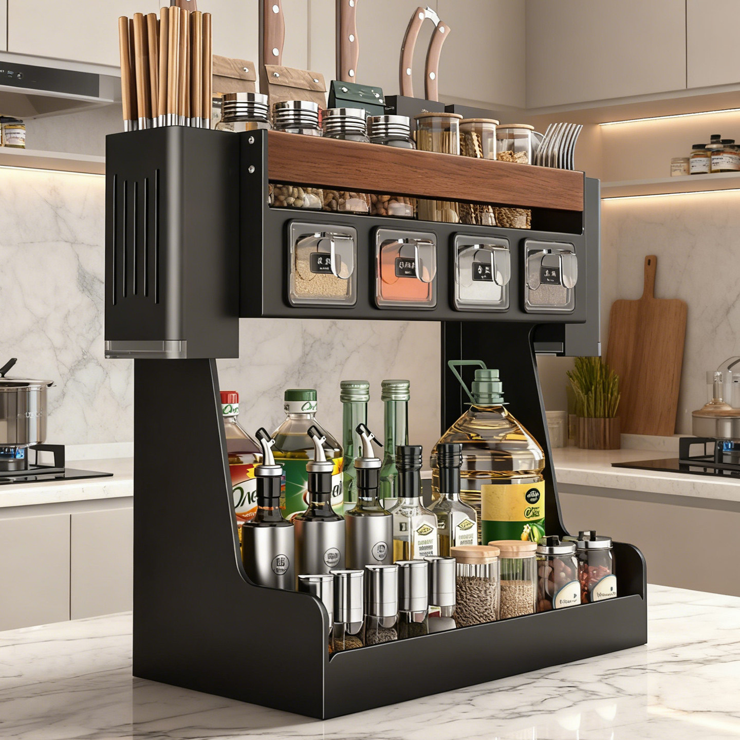 胡桃木厨房台面调料置物架刀架收纳架家用储物架多功能调味品架子,厨房/烹饪用具,厨房置物架/置物柜/角架,淘宝优惠券,粉丝福利购,淘宝优惠卷