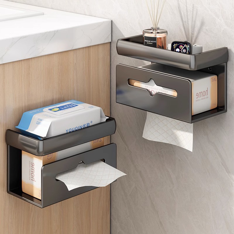 舒尚雅枪灰色免打孔厕所抽纸盒