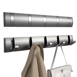 枪灰色折叠隐形门背后衣帽挂钩卫生间免打孔挂衣钩试衣间玄关排钩