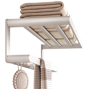 白色毛巾架免打孔卫生间浴室太空铝浴巾架洗手间置物架厕所收纳架