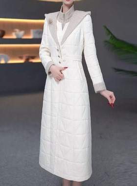DBF-25B308YR 新款白色温柔加厚内胆连帽大衣夹棉连衣裙 M-5XL