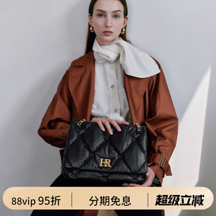 单肩斜挎包大容量真皮松弛感菱格包 HR赫莲娜包包女士2025新款