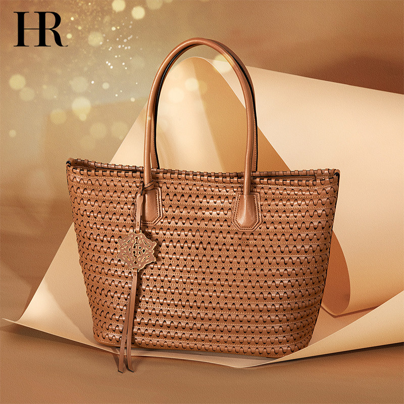 HR赫莲娜编织包女2020秋季新款时尚托特包轻奢大容量单肩手拎包女