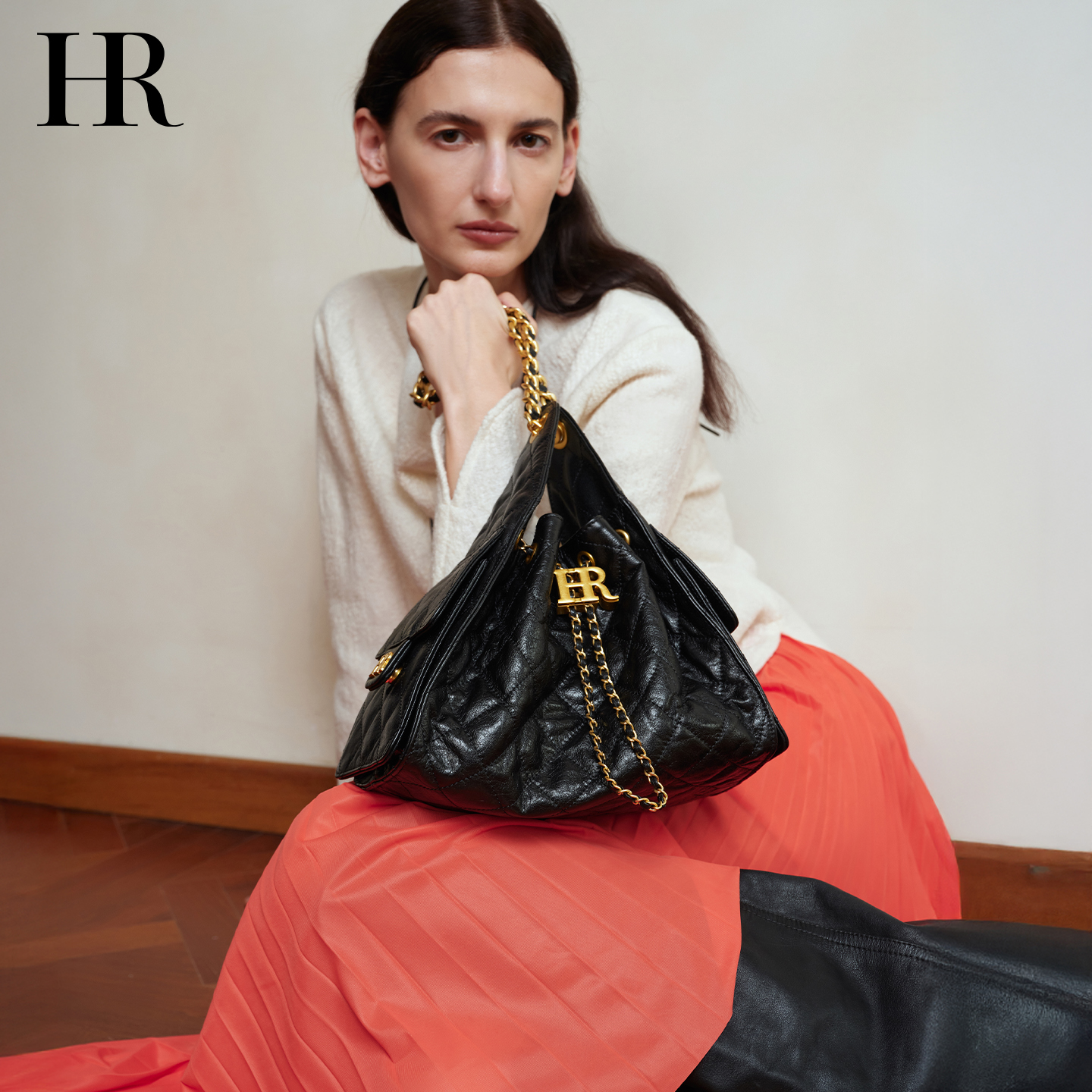 HR赫莲娜包包女式2025新款秋冬hobo包小香风轻奢高级感真皮单肩包