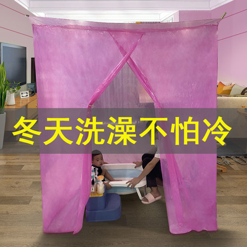 免安装长方形开门式加大加厚加宽塑料洗澡保温浴罩保暖浴帐浴缸罩