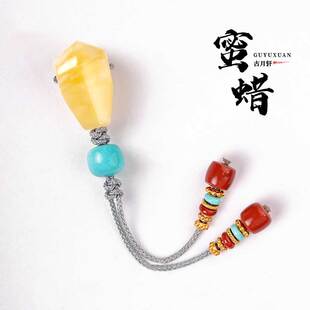 蜜蜡南红仿绿松三通套装百香籽星月小金刚菩提108颗文玩手串配饰