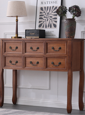 美式实木餐边柜收纳茶水柜门厅玄关柜现代简约靠墙家具客厅置物柜