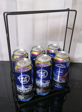 KTV酒吧饭店创意金色啤酒篮子6瓶子提啤酒的手提酒架子展示收纳筐