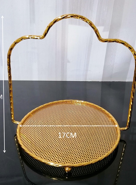 欧式创意网红酒吧餐厅酒店点心架水果盘纯色黑色金色银色手提摆件