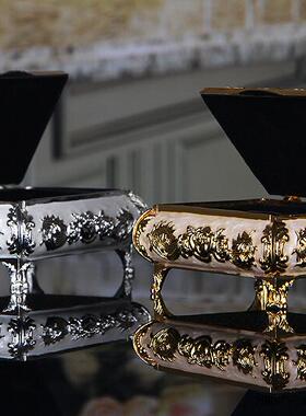 BNS欧式雕花棉签盒黑白色镀银牙签筒牙签盒牙签筒酒店家居用品