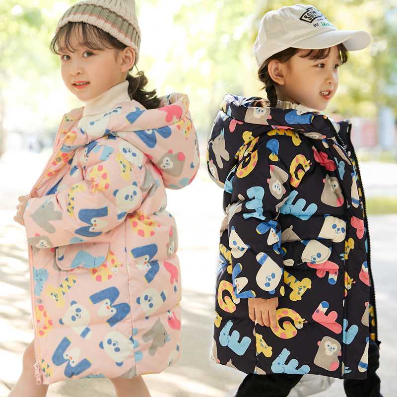 儿童中长款加厚羽绒服男女童冬季