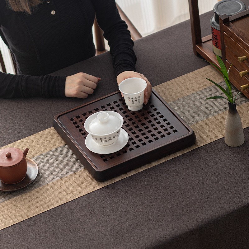 中式简约方形竹制盛水茶盘