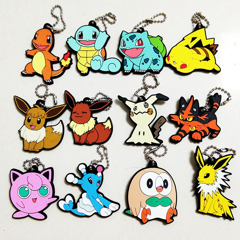 日版口袋妖怪精灵宝可梦剑盾炎热喵皮卡丘花样海狮橡胶钥匙扣挂件
