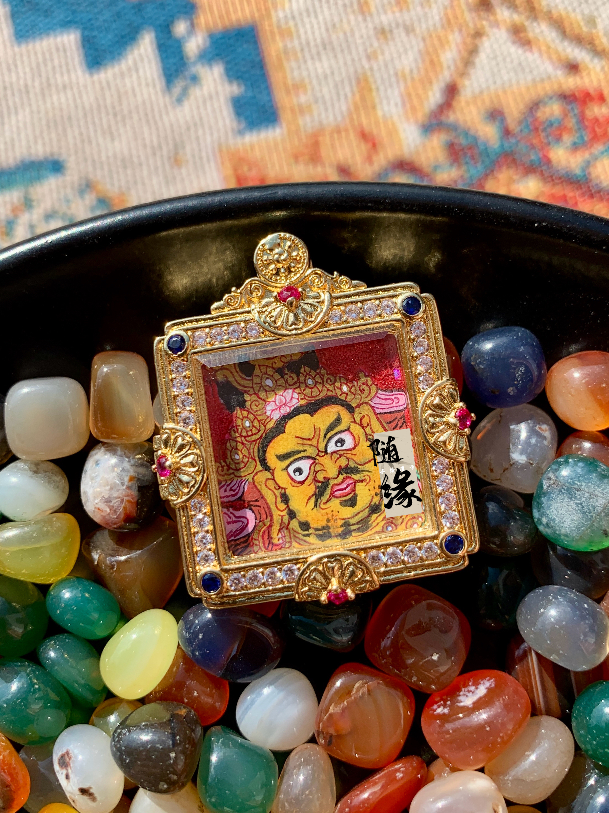 【随缘唐卡】粗矿砂纯手绘黄财神唐卡